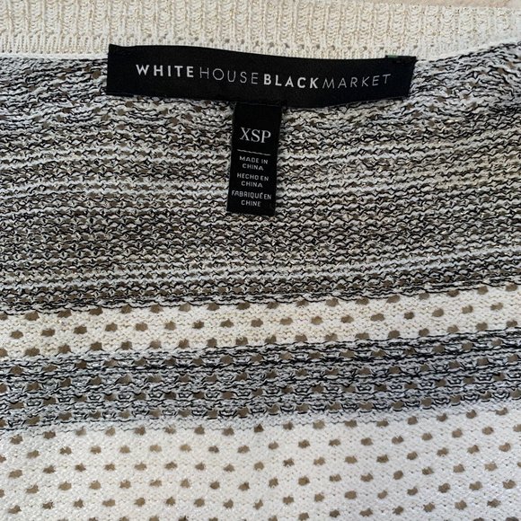 WHBM Knit Striped Open Front Cardigan with Gold Fringe | Coastal Grandmother - Picture 10 of 13